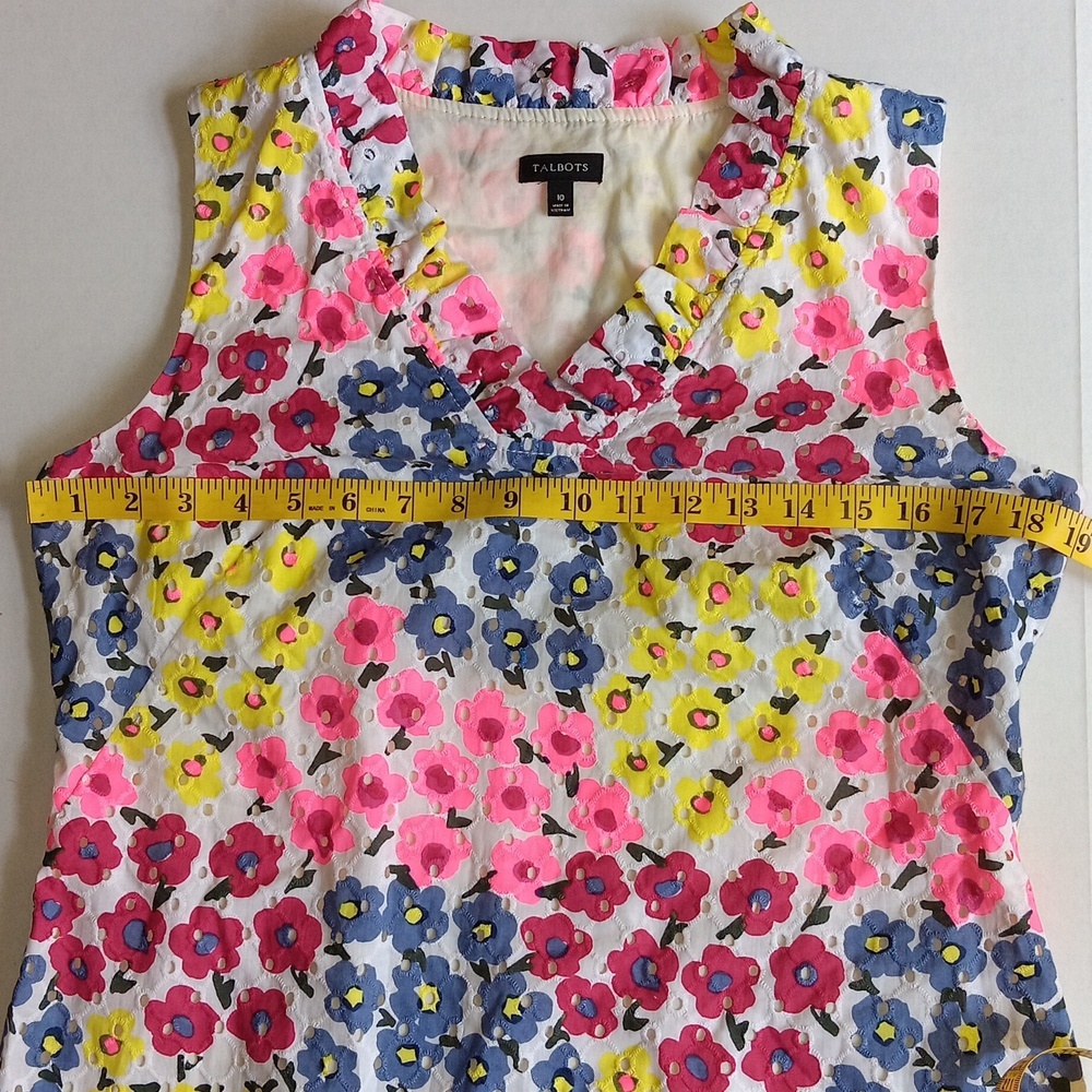 TALBOTS FLORAL DRESS PINK YELLOW BLUE - Picture 4 of 5